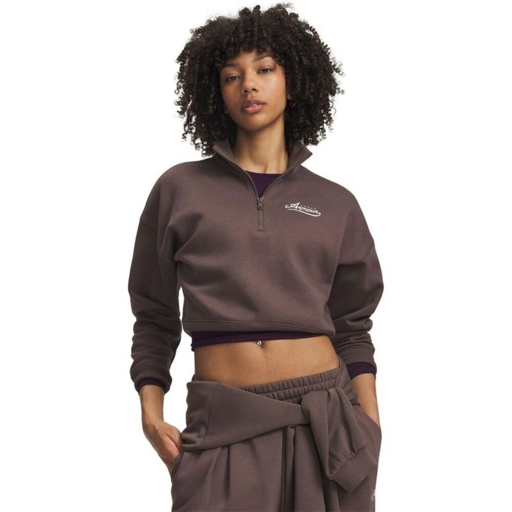 Under Armour Womens/Ladies Rival Cropped Half Zip Sweatshirt / Mocha